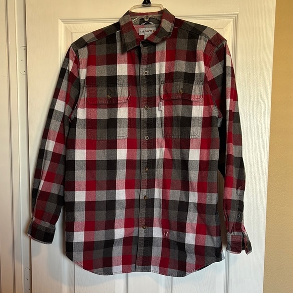 Carhartt men’s plaid original fit flannel shirt jacket size medium - Picture 1 of 9